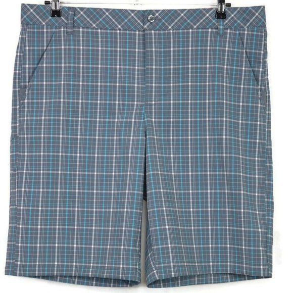 Fila Sport‎ Golf Shorts Athletic Fit Gray Blue Plaid Stretch 40 - Picture 1 of 11